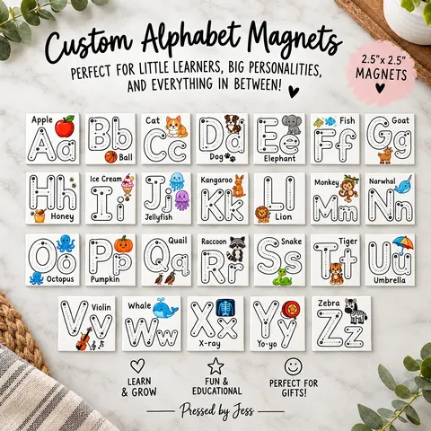 ABC Tracing Magnet Set – Uppercase, Lowercase & Matching Pictures